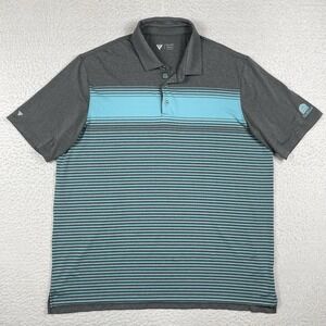 Levelwear Polo Shirt Mens XXL Gray Blue Striped Stretch Casual Golf Palmilla
